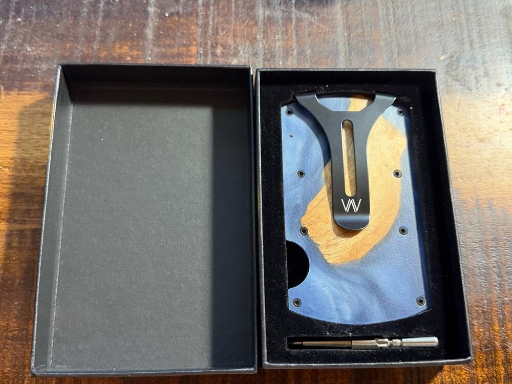 Avant Wood Minimalist Wallet Blue Resin Burl Wood RFID Slim Card Holder